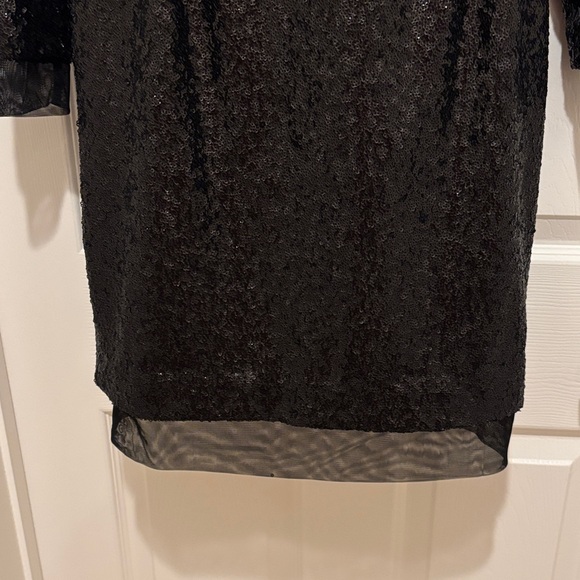 Glamorous Black Sequin Long Sleeve Dress - Picture 5 of 12